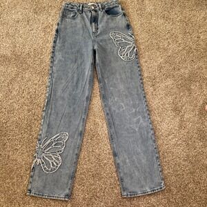 PACSUN Denim Size 27 Women's Butterfly Jeans Light Wash Boyfriend Wide Leg